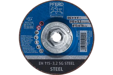 Cut-Off Wheel, 4-1/2" x 1/8 x 5/8-11, SG STEEL, T27, Aluminum oxide 1