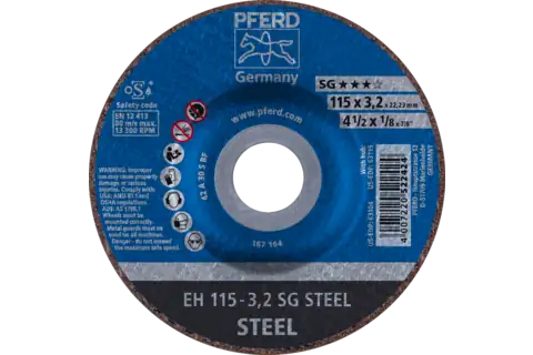 Doorslijpschijf EH 115x3,2x22,23 mm doorgezet prestatielijn SG STEEL voor staal 1