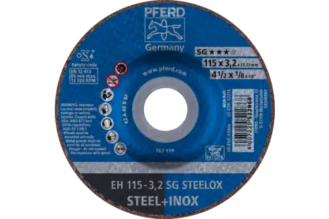 Cut-off wheel EH 115x3.2x22.23 mm depressed centre Performance Line SG STEELOX for steel/stainless steel 1