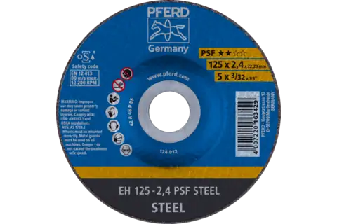 Doorslijpschijf EH 125x2,4x22,23 mm doorgezet universele lijn PSF STEEL voor staal 1