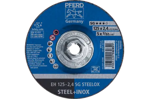 Cut-Off Wheel, 5" x 3/32 x 5/8-11, SG STEELOX, T27, Aluminum oxide 1