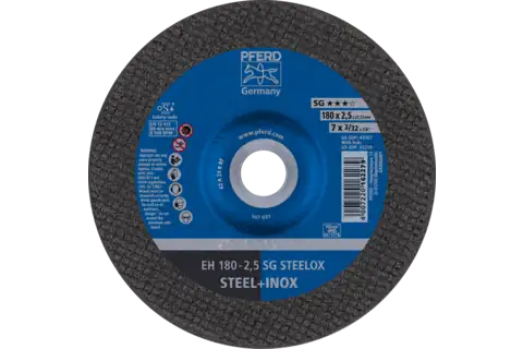 Kesme taşı EH 180x2,5x22,23 mm göbekli Performans Serisi SG STEELOX, çelik/paslanmaz çelik için 1