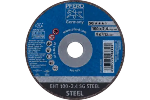 Cut-Off Wheel, 4" x 3/32 x 5/8, SG STEEL, T1, Aluminum oxide 1