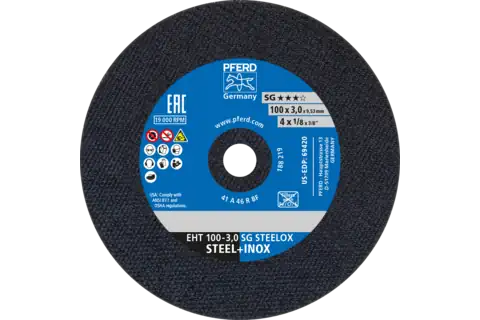Die Grinder Cut-Off Wheel, 4" x 1/8 x 3/8, SG STEELOX, T1, Aluminum oxide 1