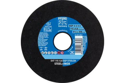Cut-off wheel EHT 115x0.8x22.23 mm flat Special Line SGP STEELOX for steel/stainless steel 1
