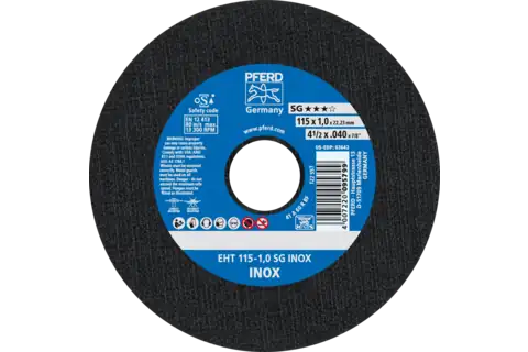 Cut-off wheel EHT 115x1.0x22.23 mm flat Performance Line SG INOX for stainless steel 1