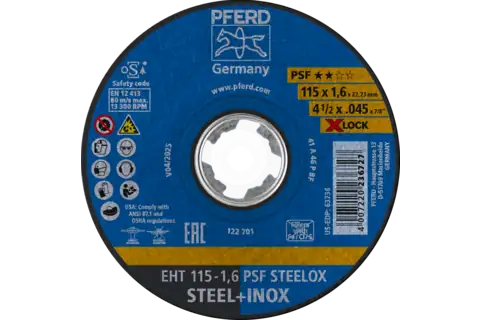 Doorslijpschijf EHT 115x1,6 mm X-LOCK recht universele lijn PSF STEELOX voor staal/edelstaal 1