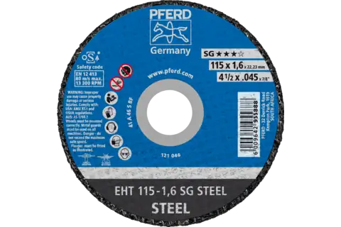 Cut-off wheel EHT 115x1.6x22.23 mm flat Performance Line SG STEEL for steel 1