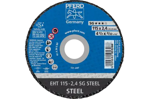 Cut-off wheel EHT 115x2.4x22.23 mm flat Performance Line SG STEEL for steel (5) 1
