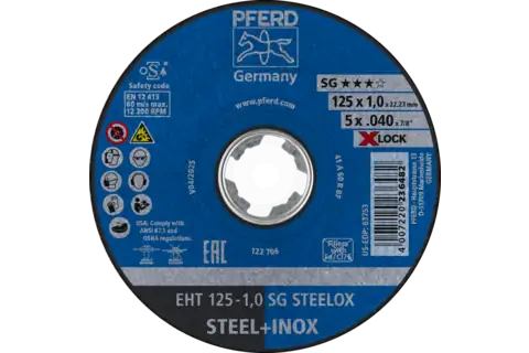 cut-off wheel EHT 125x1.0mm X-LOCK flat Performance Line SG STEELOX for steel/stainless steel 1