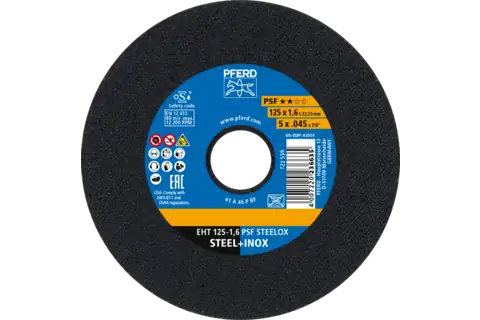 Cut-Off Wheel, 5" x .045 x 7/8, PSF STEELOX, T1, Aluminum oxide 1