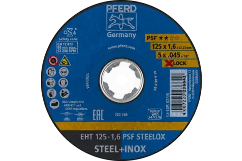 Doorslijpschijf EHT 125x1,6 mm X-LOCK recht universele lijn PSF STEELOX voor staal/edelstaal 1