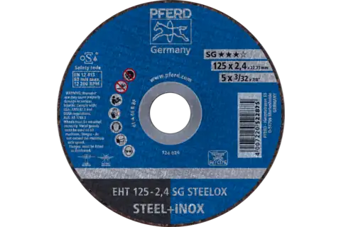 Cut-off wheel EHT 125x2.4x22.23 mm flat Performance Line SG STEELOX for steel/stainless steel 1