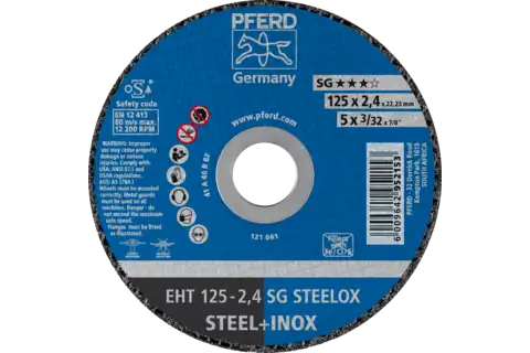 Cut-off wheel EHT 125x2.4x22.23 mm flat Performance Line SG STEELOX for steel/stainless steel 1