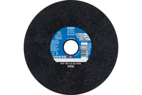 Cut-Off Wheel, 6" x .045 x 7/8, SG STEEL, T1, Aluminum oxide 1
