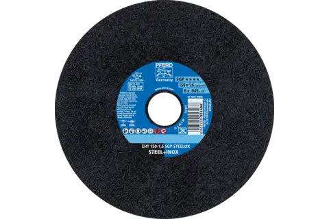 Cut-off wheel EHT 150x1.6x22.23 mm flat Special Line SGP STEELOX for steel/stainless steel 1
