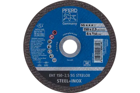 Cut-off wheel EHT 150x2.5x22.23 mm flat Performance Line SG STEELOX for steel/stainless steel 1
