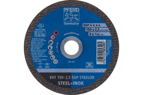 Cut-off wheel EHT 150x2.5x22.23 mm flat Special Line SGP STEELOX for steel/stainless steel 1
