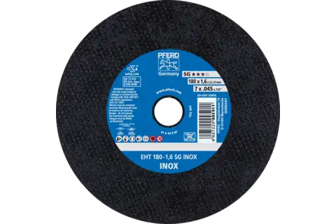 Cut-off wheel EHT 180x1.6x22.23 mm flat Performance Line SG INOX for stainless steel 1