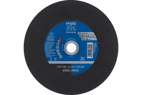 Cut-off wheel EHT 230x3.2x22.23 mm flat Performance Line SG STEELOX for steel/stainless steel 1