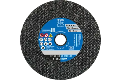 Die Grinder Cut-Off Wheel, 3" x 1/8 x 3/8, SG STEELOX, T1, Aluminum oxide 1