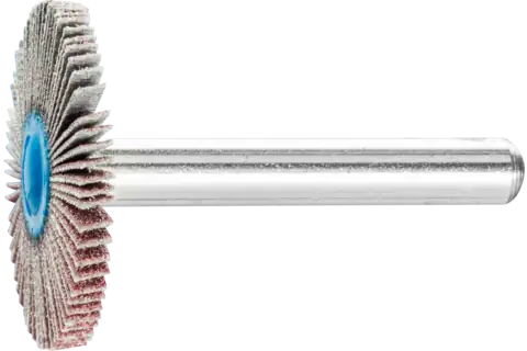 Aluminium oxide mounted flap wheel F dia. 30x3 mm shank dia. 6 mm A150 for fine grinding and finishing 1