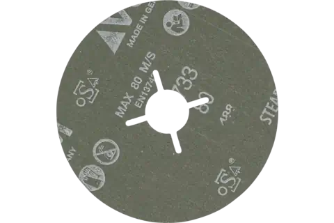 Ceramic oxide grain fibre disc dia. 115 mm CO-ALU80 for soft non-ferrous metals 2