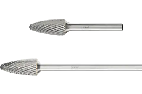 Tungsten carbide burs for versatile use, Double cut, Tree bur with radius end - Shape F