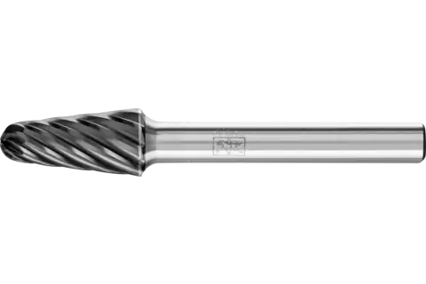 Tungsten carbide high-performance burr INOX conical shape with radius end KEL dia. 10x20 mm shank dia. 6 mm HICOAT stainless steel 1
