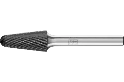 Tungsten carbide high-performance burr conical shape with radius end KEL dia. 12x25 mm shank dia. 6 mm Z3P HICOAT universal 1