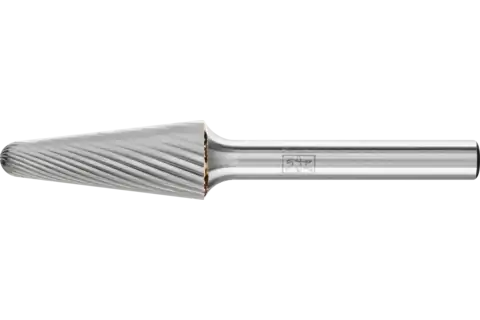 Fraise sur tige carbure forme conique à bout arrondi KEL Ø 12x30 mm, tige Ø 6 mm Z3, usinage universel, moyenne 1