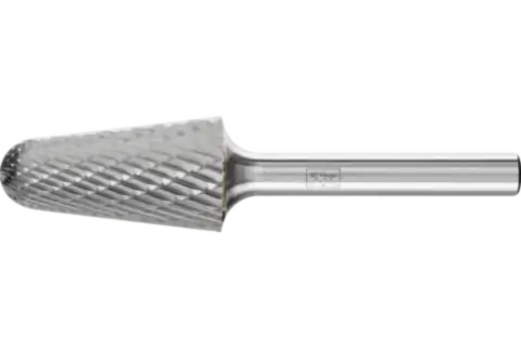 Tungsten carbide burr conical shape with radius end KEL dia. 16x30 mm shank dia. 6 mm Z3P universal medium cross cut 1