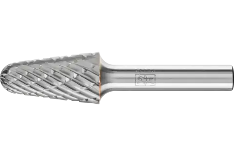Tungsten carbide high-performance burr NON-FERROUS conical shape with radius end KEL dia. 16x30 mm shank dia. 8 mm non-ferrous metals 1