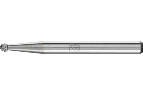 Fresa de metal duro de alto rendimiento MICRO esférica KUD Ø 02x1,5 mm, mango Ø 3 mm, mecanizado fino 1