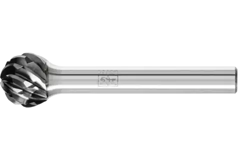 Fresa de metal duro de alto rendimiento STEEL esférica KUD Ø 12x10 mm, mango Ø 6 mm, HICOAT para acero 1