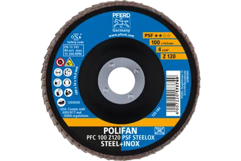 Disco lamellare POLIFAN PFC 100x16 mm conico Z120 linea universale PSF STEELOX acciaio/acciaio inossidabile 2