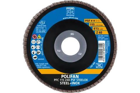 Disco lamellare POLIFAN PFC 115x22,23 mm conico Z40 linea uni. PSF STEELOX acciaio/acciaio inossidabile 2