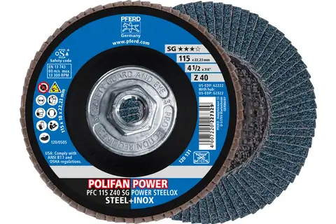 Flap Disc, 4-1/2″ x 5/8-11, Z SG POWER STEELOX, 40 Grit, T29