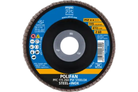 Disco lamellare POLIFAN PFC 115x22,23 mm conico Z60 linea uni. PSF STEELOX acciaio/acciaio inossidabile 2