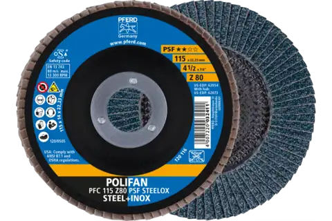 POLIFAN flap disc PFC 115x22.23 mm conical Z80 Uni. Line PSF STEELOX steel/stainless steel 1