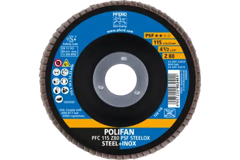 POLIFAN flap disc PFC 115x22.23 mm conical Z80 Uni. Line PSF STEELOX steel/stainless steel 2