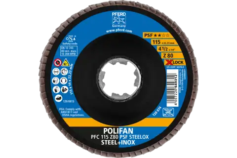 Disco lamellare POLIFAN PFC 115 mm X-LOCK conico Z80 linea uni. PSF STEELOX acciaio/acciaio inossidabile 2