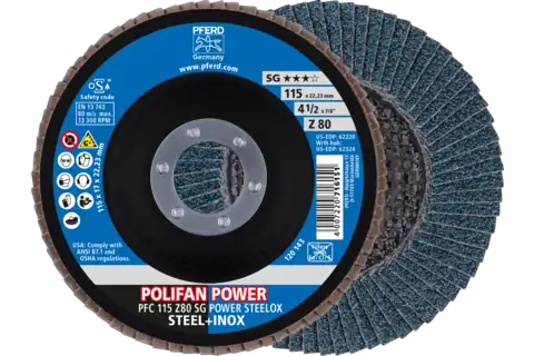 POLIFAN POWER flap disc PFC 115x22.23 mm conical Z80 SG STEELOX steel/stainless steel (2) 1
