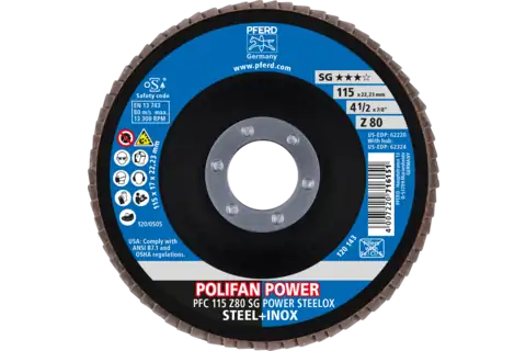 POLIFAN POWER flap disc PFC 115x22.23 mm conical Z80 SG STEELOX steel/stainless steel 2