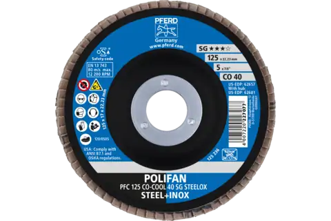 POLIFAN Fächerscheibe PFC 125x22,23 mm konisch CO-COOL 40 SG STEELOX Stahl/Edelstahl 2