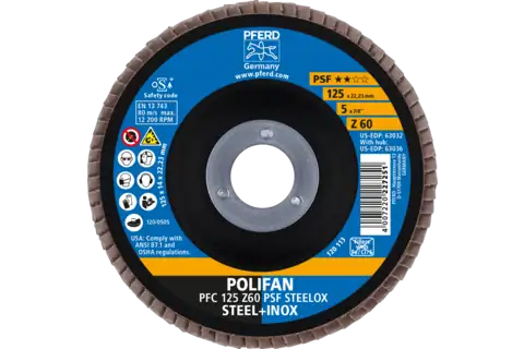 POLIFAN lamellenschijf PFC 125x22,23 mm conisch Z80 univers. lijn PSF STEELOX staal/edelstaal (10) 2