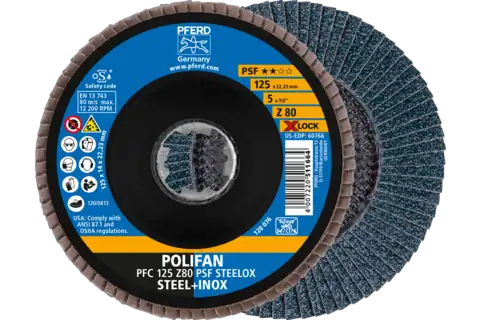 POLIFAN lamellenschijf PFC 125 mm X-LOCK conisch Z80 univers. lijn PSF STEELOX staal/edelstaal 1