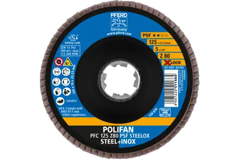 POLIFAN lamellenschijf PFC 125 mm X-LOCK conisch Z80 univers. lijn PSF STEELOX staal/edelstaal 2