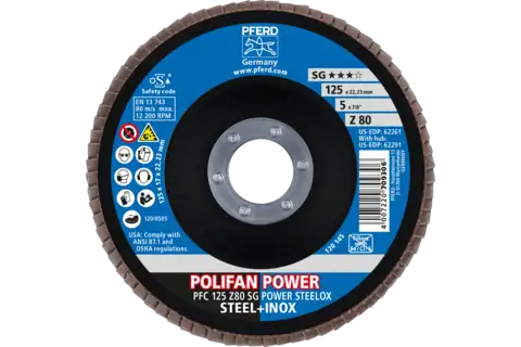 Disque à lamelles POLIFAN POWER PFC 125x22,23 mm, conique, Z80 SG STEELOX acier/acier inoxydable 2