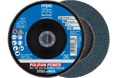 POLIFAN POWER lamellenschijf PFC 180x22,23 mm conisch Z50 prestatielijn SG STEELOX voor staal/edelstaal 1
